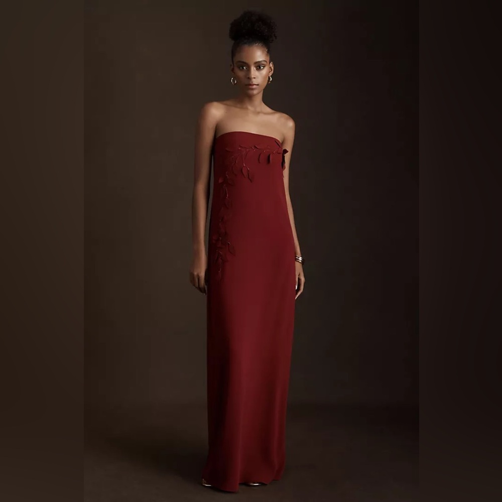 Sachin + Babi Strapless Burgundy Evening Gown